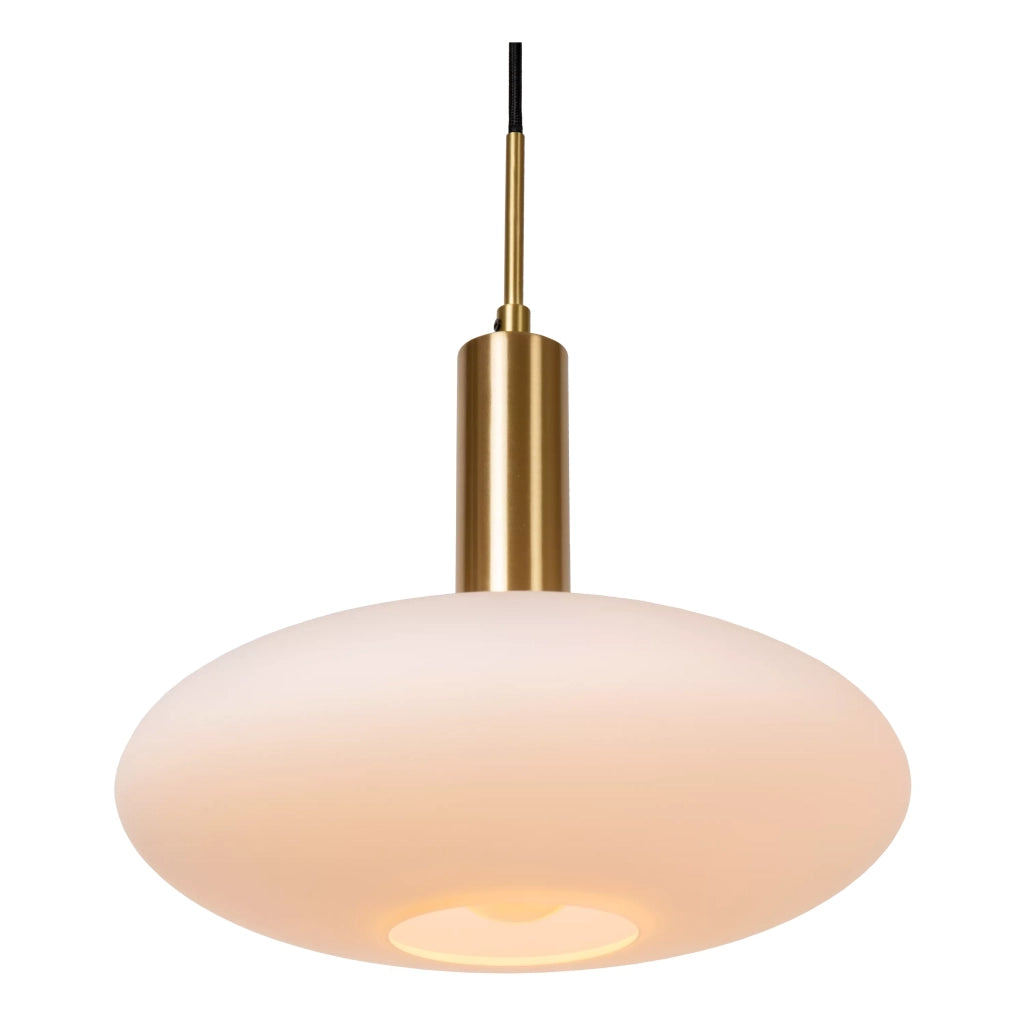 Lampadario Singala Lucide 3 luci vetro bianco ottone