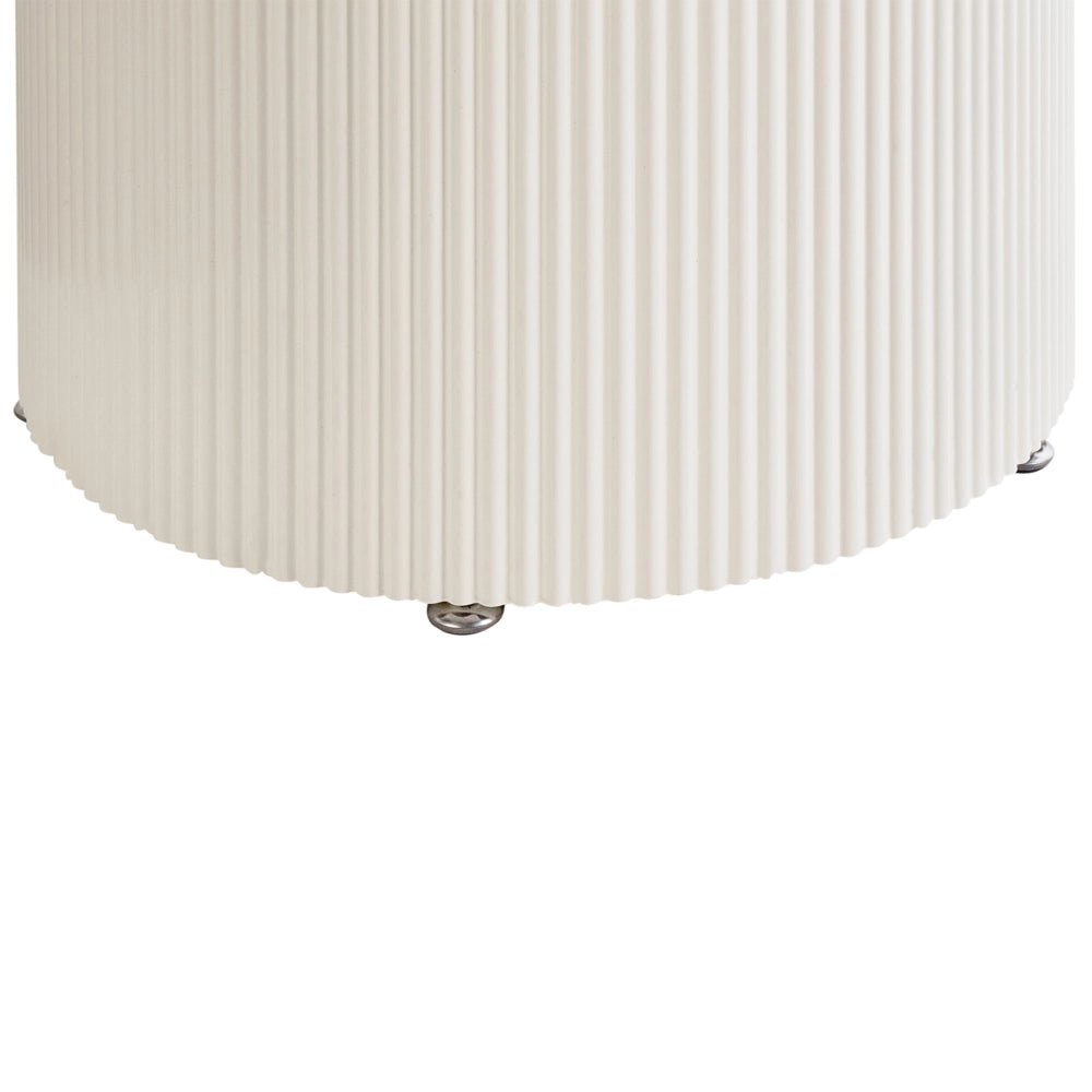 Tavolino da caffè piano in pietra sinterizzata effetto naturale base in metallo design moderno soggiorno beige chiaro ø 70 cm