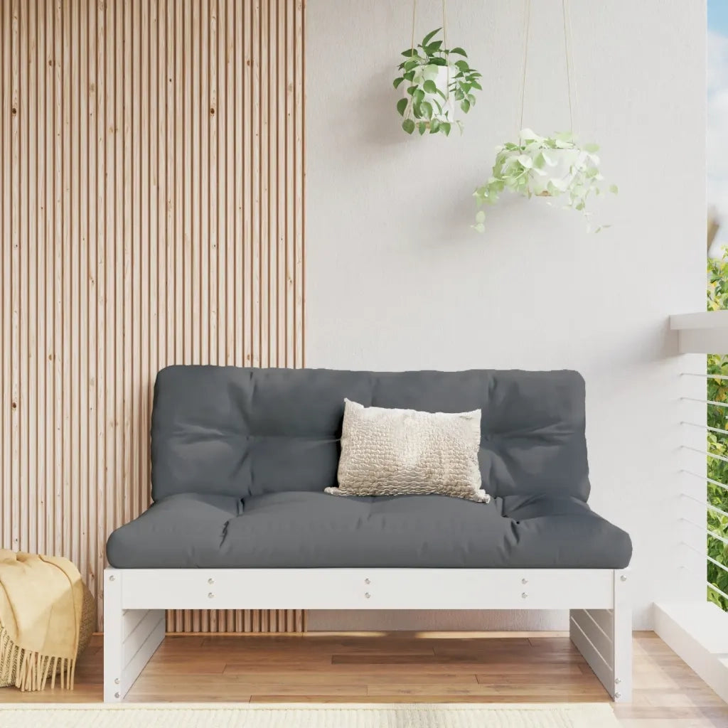 Divano Centrale Giardino-Sofa Modulare-Divanetto da esterno Bianco 120x80cm Legno Massello Pino 431304