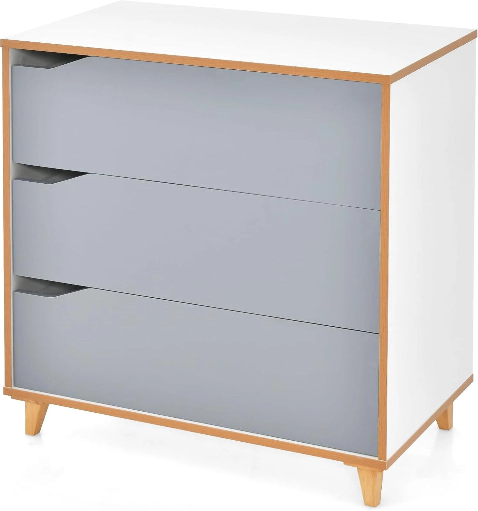 Cassettiera in Legno, Cassettiera Moderna con 3 Cassetti, Maniglia Incorporata e Dispositivo Anti-ribaltamento, per Camera da Letto, Ingresso, Cabina Armadio, 75 x 42 x 75 cm (Grigio)