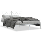 Letto matrimoniale | Letto per adulti | Giroletto con Testiera Metallo Bianco 140x190 cm