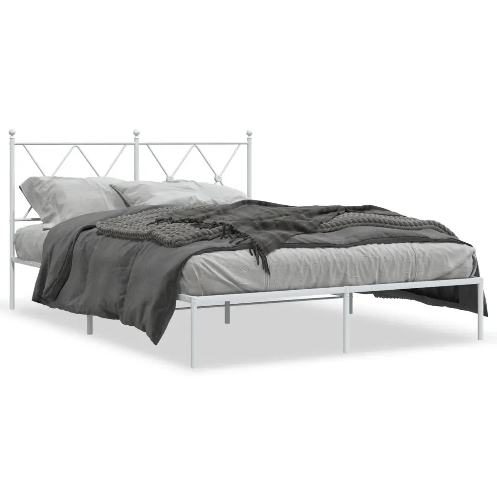 Letto matrimoniale | Letto per adulti | Giroletto con Testiera Metallo Bianco 140x190 cm