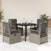 Set Pranzo da Giardino 5pz con Cuscini Grigio Chiaro Polyrattan 3263035