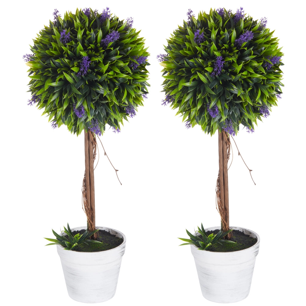 Set 2 Piante Artificiali con Vaso ¨C Zephmum ¨C Verde, Lavanda, ?24x60 cm