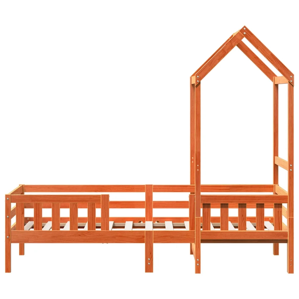 Giroletto con Tetto-Struttura Letto Cera 80x200 cm Legno Massello Pino
