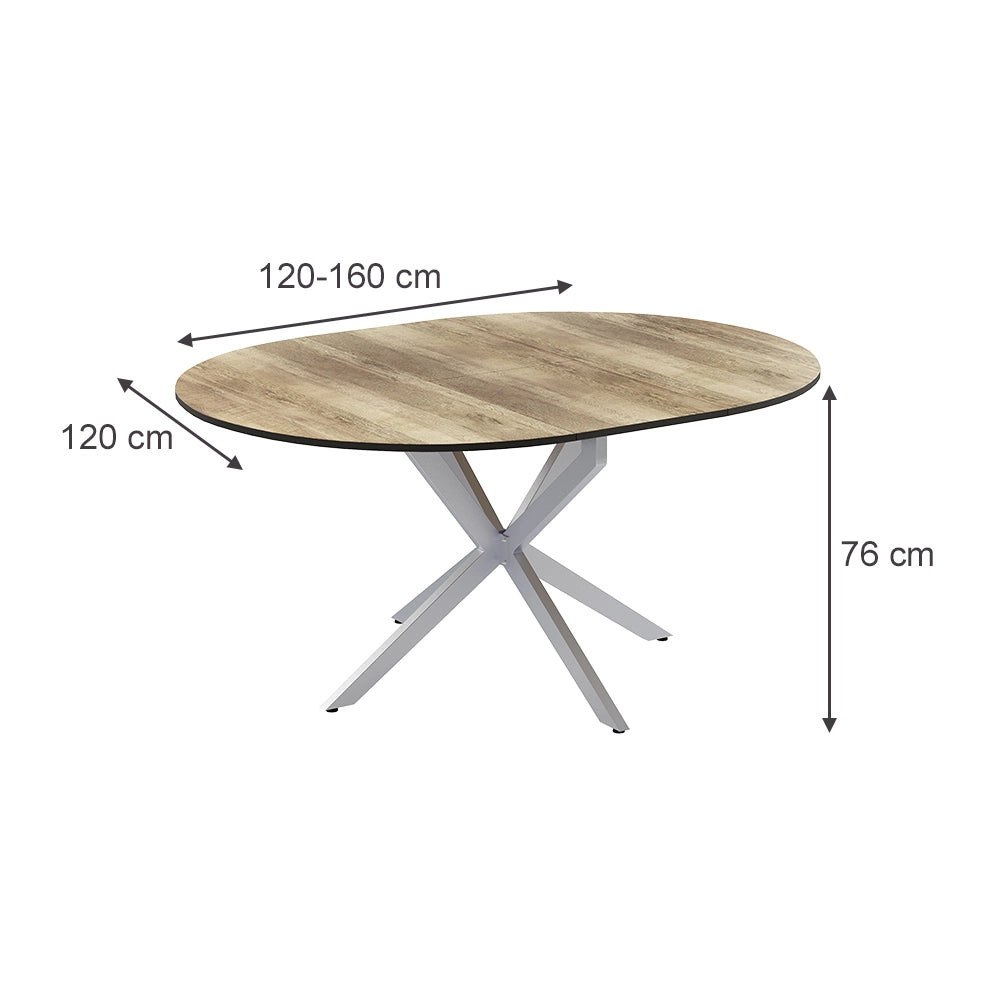 Vicco tavolo da pranzo allungabile Rovere rustico/grigio 120 x 76.5 cm Estensibile