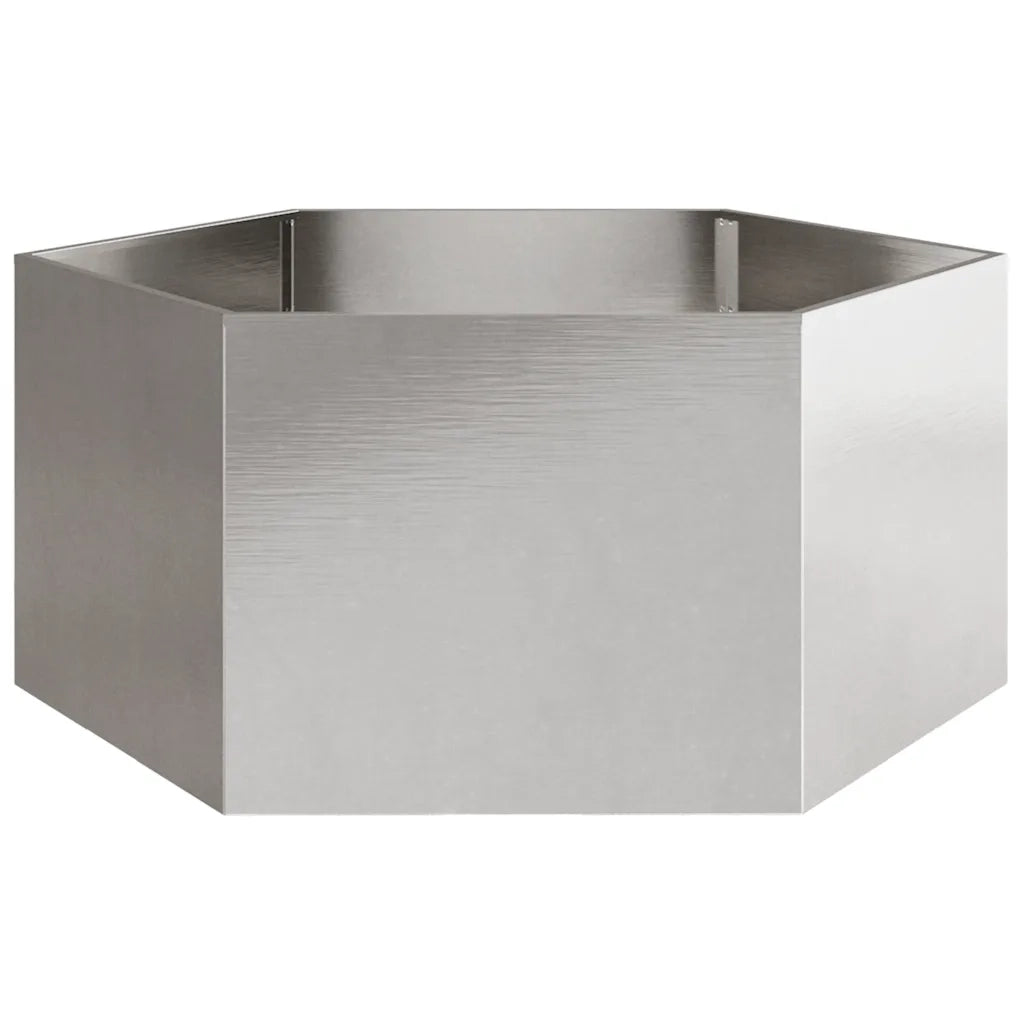 Fioriera da Giardino Esagono-Vaso da Esterno 104x90x45 cm in Acciaio Inox