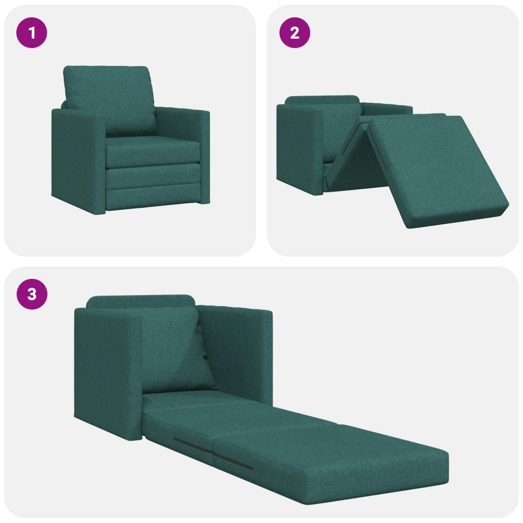 Sofa Letto Floor 2 in 1 Verde Scuro 74x77x81 cm Tessuto
