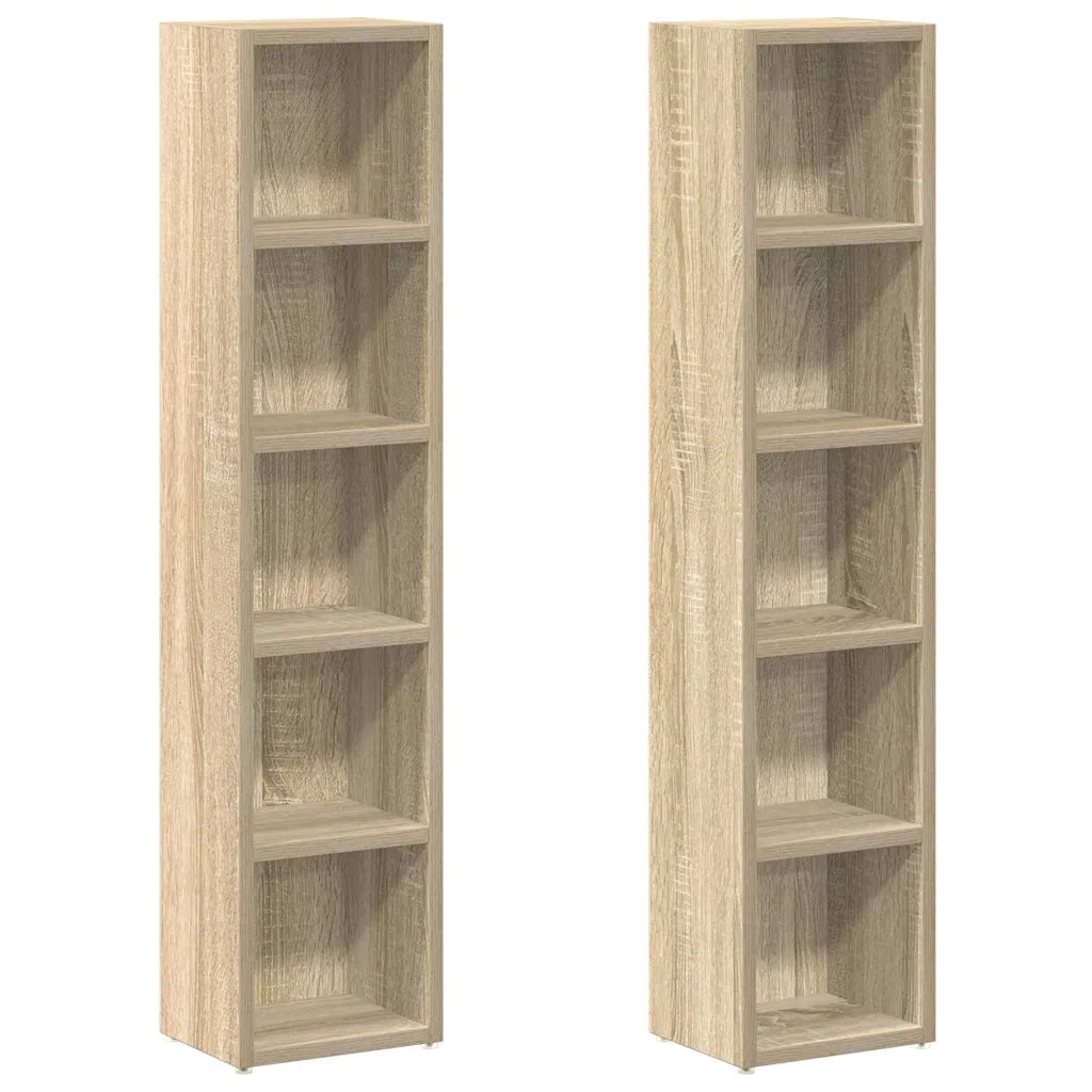 vidaXL Mobili Porta CD 2pz Rovere Sonoma 21x16x93,5 Legno Multistrato