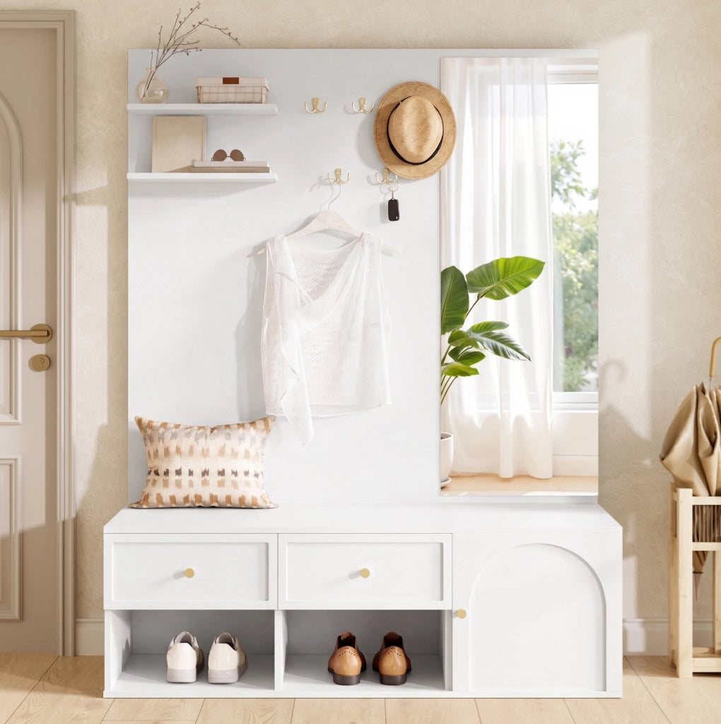 Garderobe multifunzione da ingresso con specchio e contenitori
