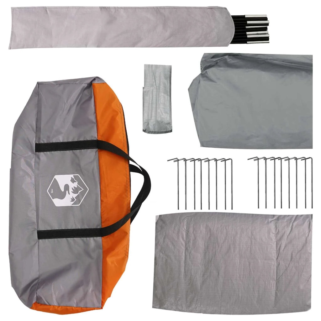Tenda Capanna Grigio e arancione 6 persone Poliestere e Acciaio 42028585