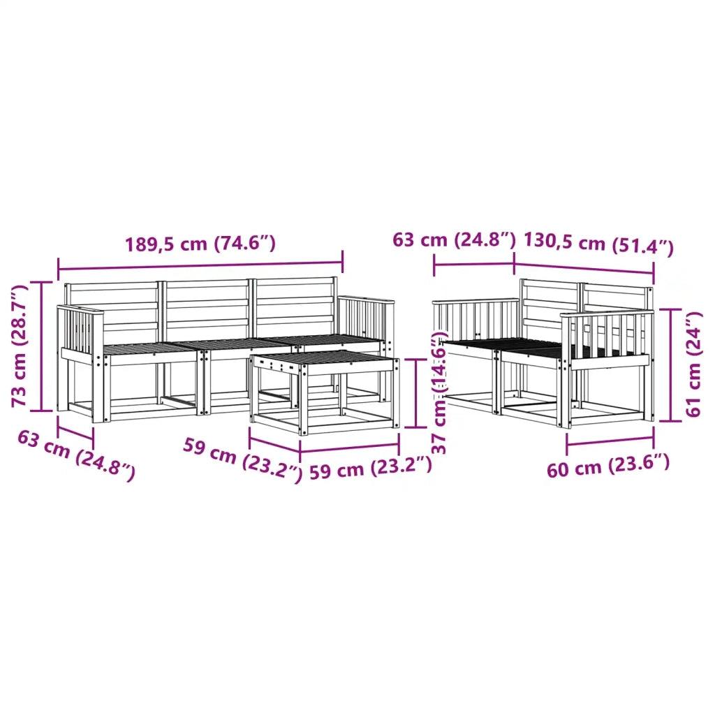 Set di divani da esterno 6 pcs Bianco 59 x 59 x 37 cm 3387238