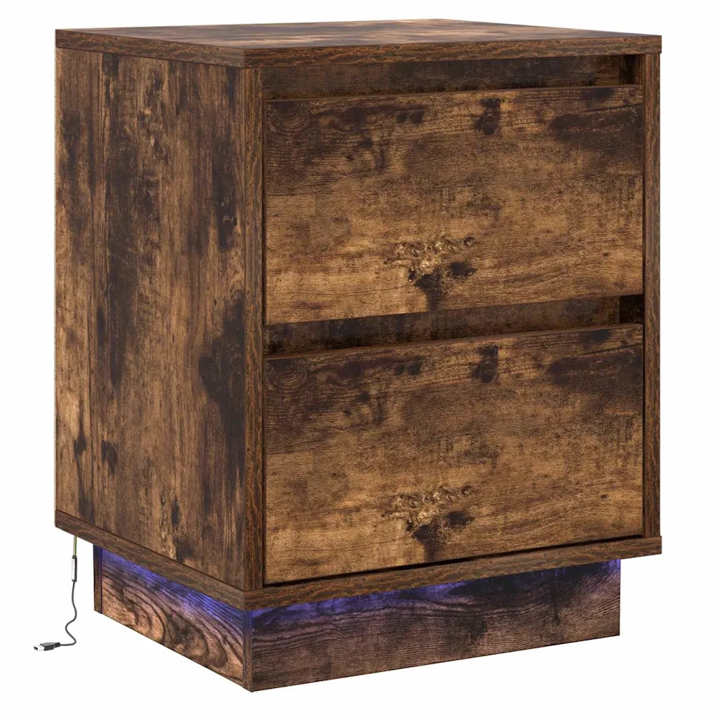 Set di 2 Comodini | Armadio da Notte | Mobiletto da notte Rovere fum¨¦ 39 x 34,5 x 50 cm
