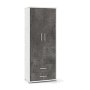 Armadio mobile 2 ante con 2 cassetti 71x41x182H cm in kit dal design elegante colore Ossido bianco e Ossido nero