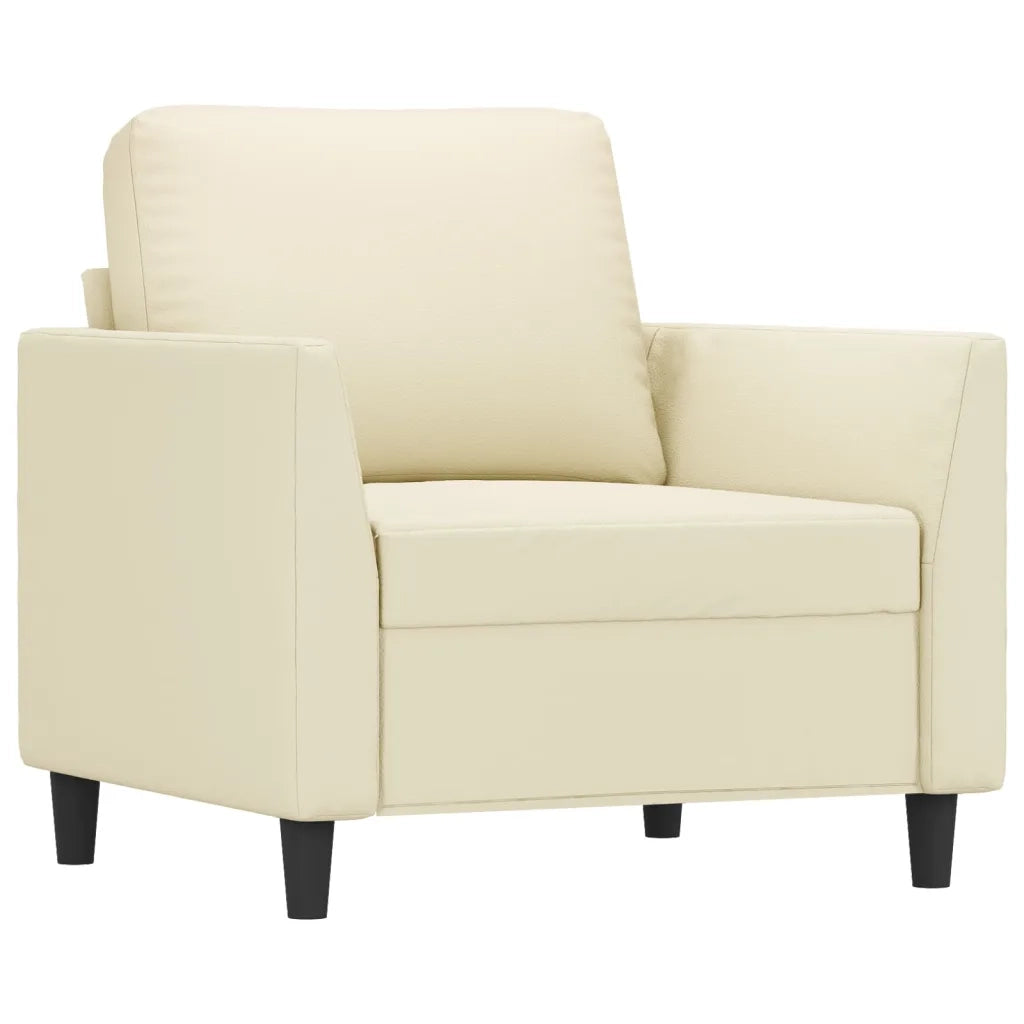 Set di Divani 3 pz con Cuscini crema in Similpelle