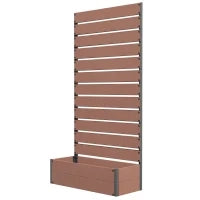 Fioriera rialzata con griglia per piante rampicanti, bacino per fiori da 64L, legno composito-plastica e alluminio