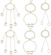 Set di bracciali a catenella rigida da 6 - Anelli per anello da regolare - Bracciali - Collane a catenella - Combinazione Oro/Ferro - Materiale duraturo
