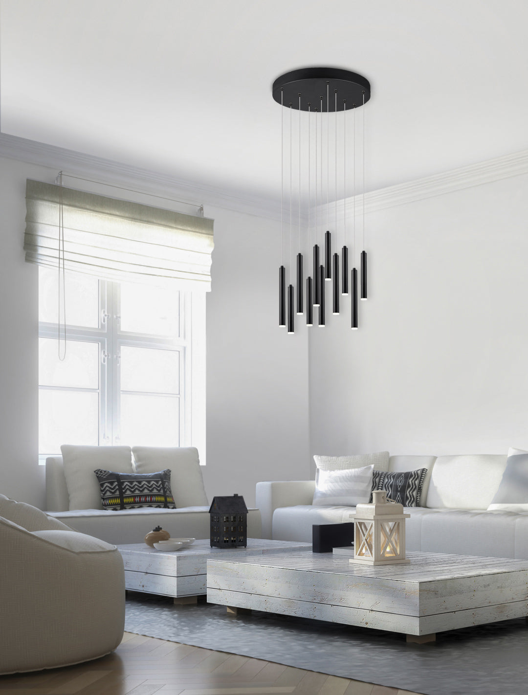 Lampada a Sospensione da Interno a LED in Metallo Nero Opaco