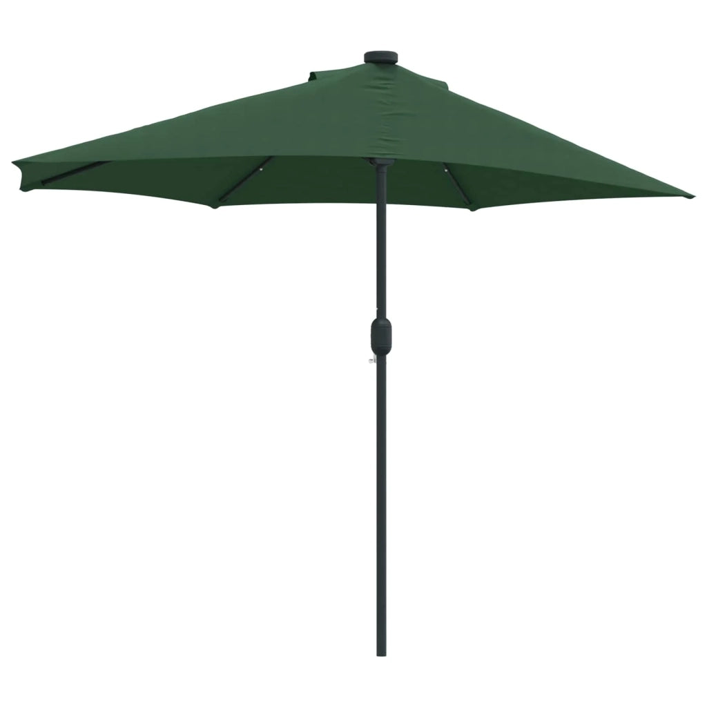 Ombrellone da giardino pieghevole moderno 294 x 150 x 224 cm con illuminazione a LED in poliestere verde 02_0058667