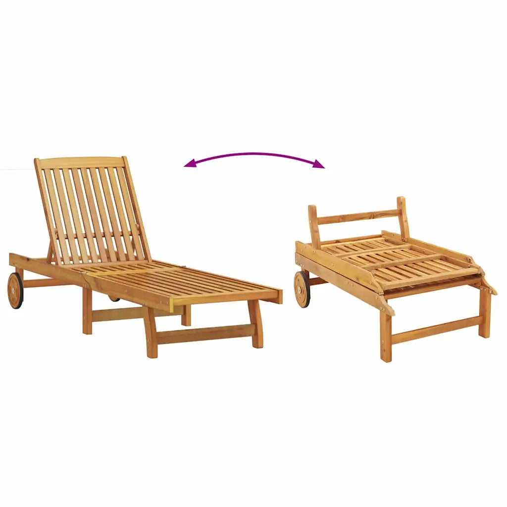 Lettino da sole 2 pcs Marrone Legno di Acacia Massello 3325203