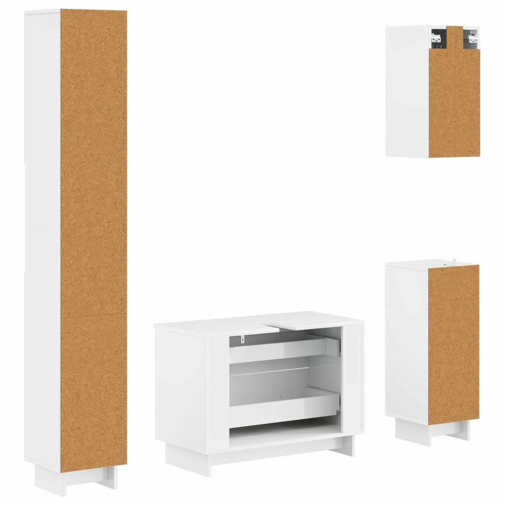 Set di Mobili da Bagno da 4 Pezzi EDE Bianco Lucido 3417904