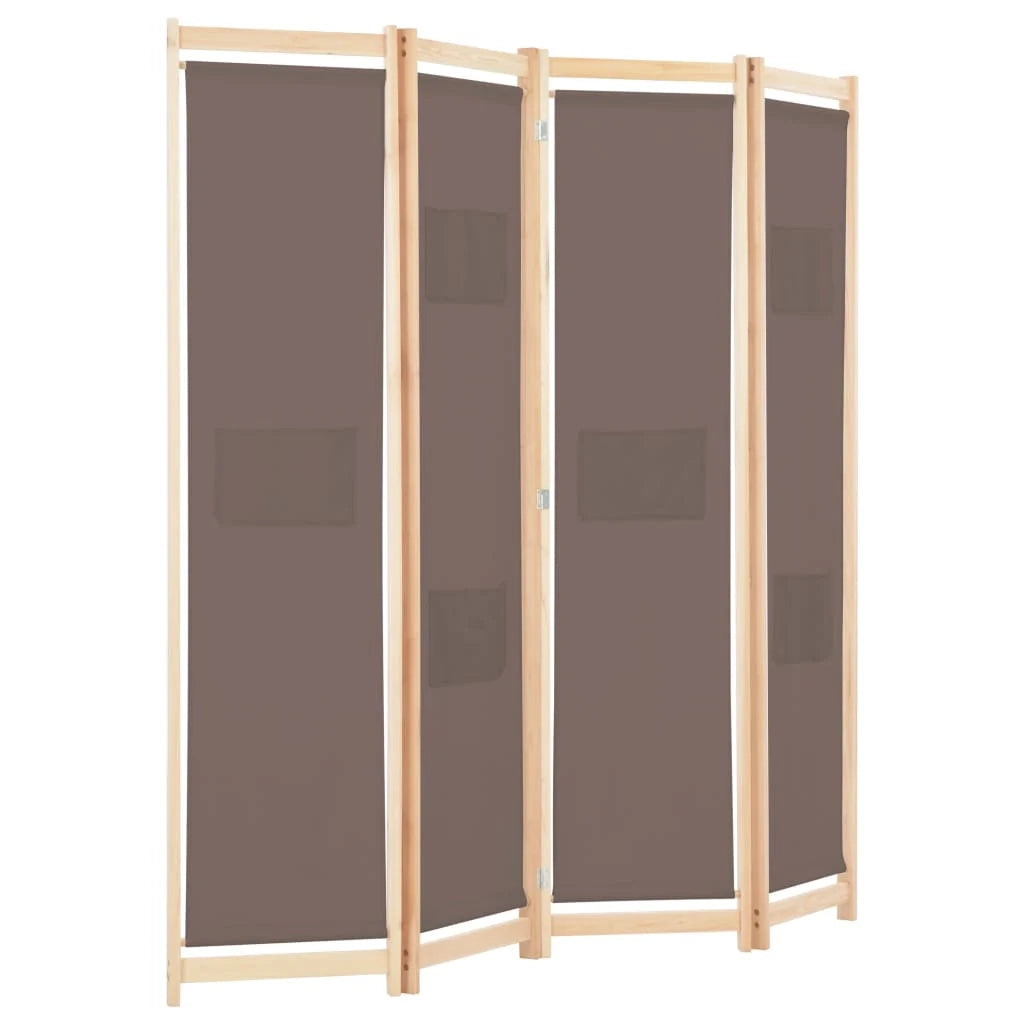 Paravento divisorio divisorio mobile decorativo 4 pannelli marrone 160 x 4 cm tessuto 0802088