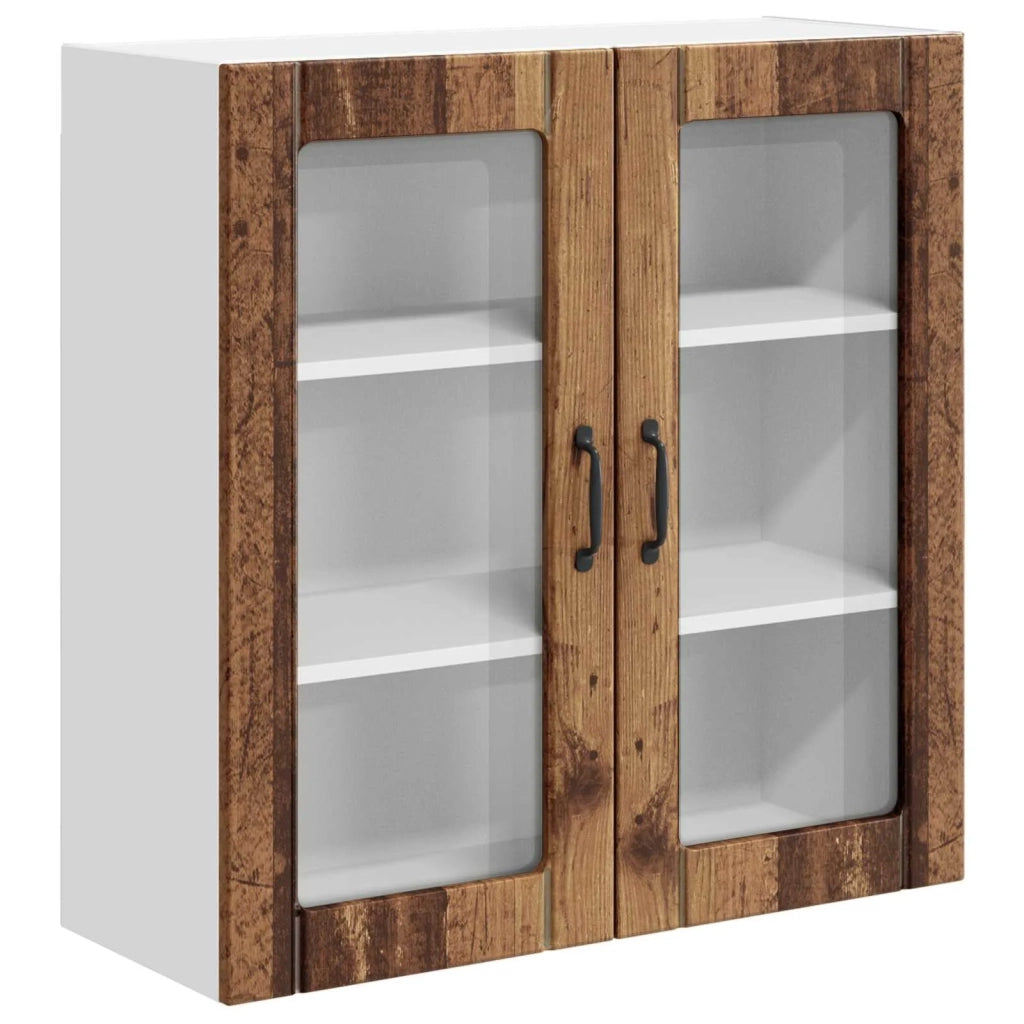 Pensile da cucina | Mobile in vetro da parete LUCCA Legno antico 80 x 31 x 80 cm
