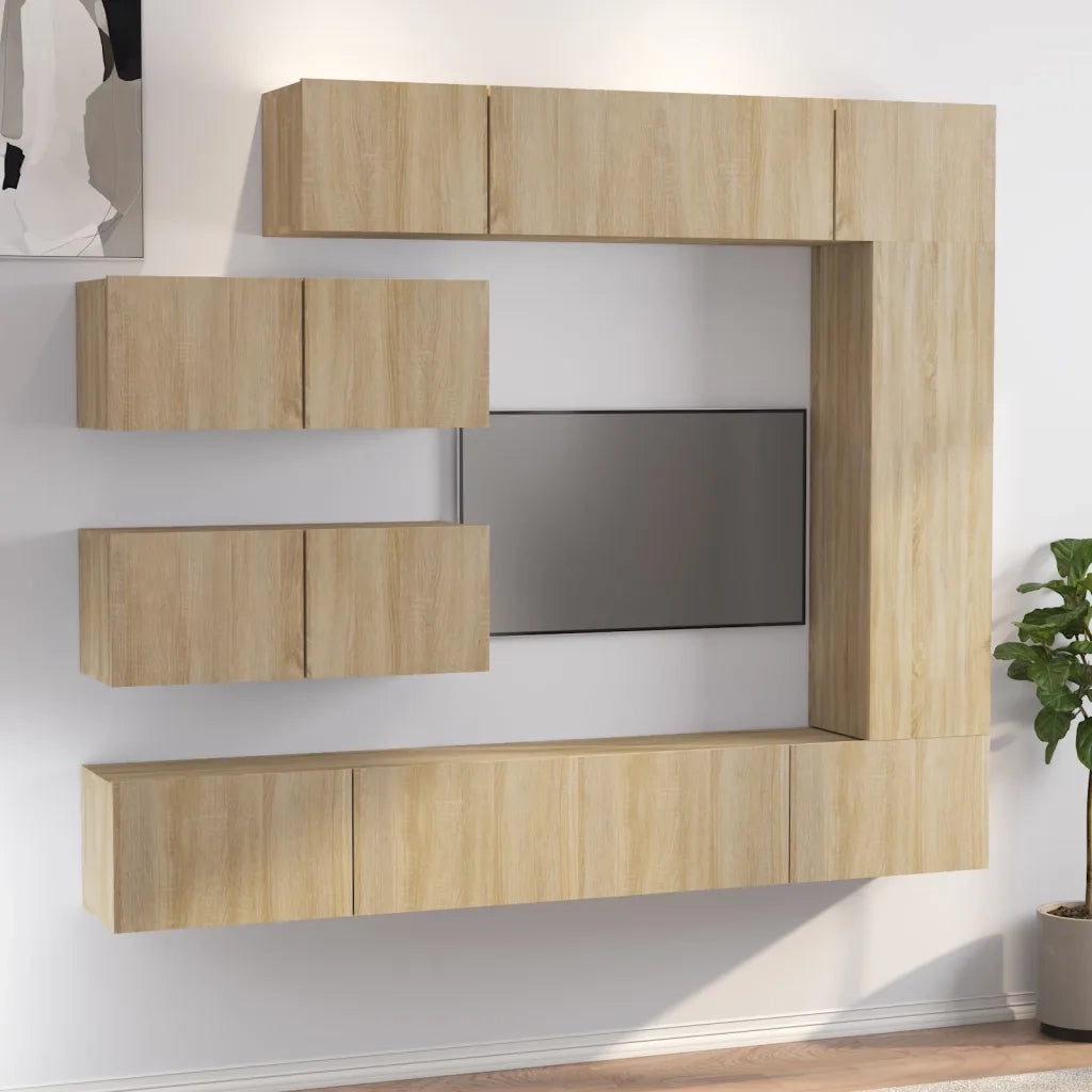 Set di Mobili Porta TV 7 pz | Armadietto TV | Mobile Porta TV Rovere Sonoma in Legno Multistrato