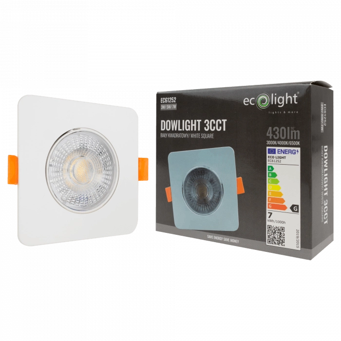Faretto LED da incasso quadrato bianco CCT Ecolight