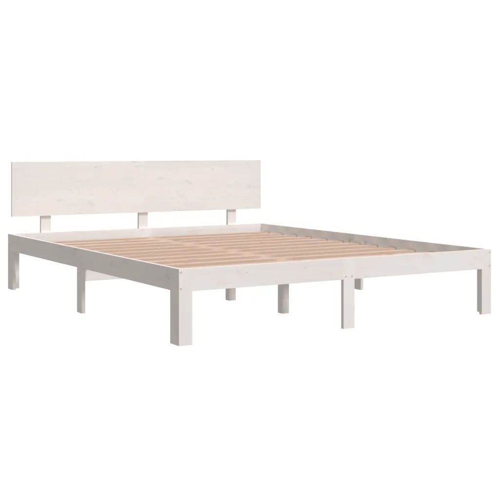 Giroletto-Struttura Letto Bianco in Legno Massello di Pino 160x200 cm 748528