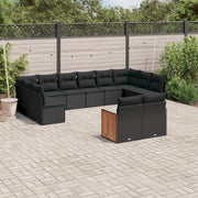 Set Divani da Giardino 12 pz con Cuscini Nero in Polyrattan 3228120