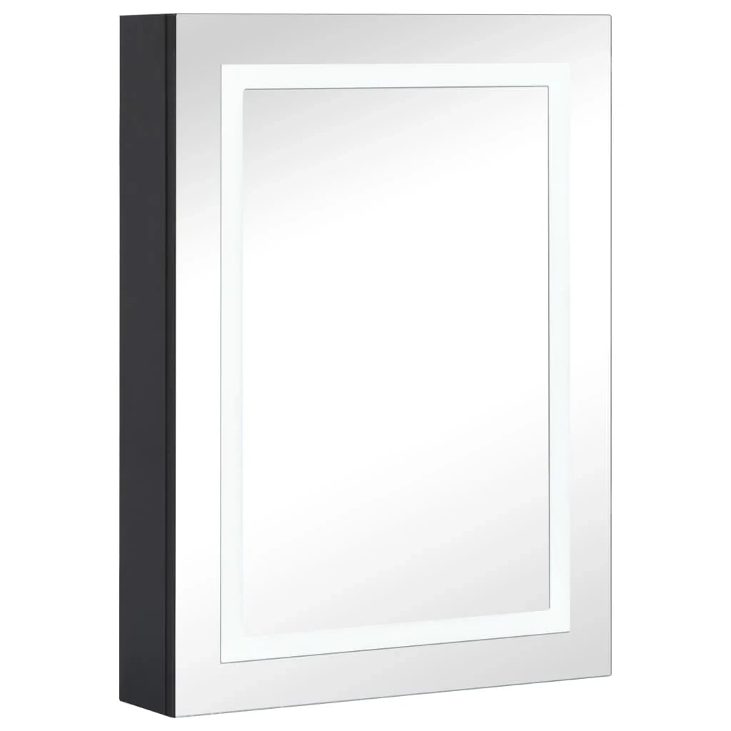 Mobiletto da bagno con specchio LED 50 x 13 x 70 cm MDF nero 02_0006564