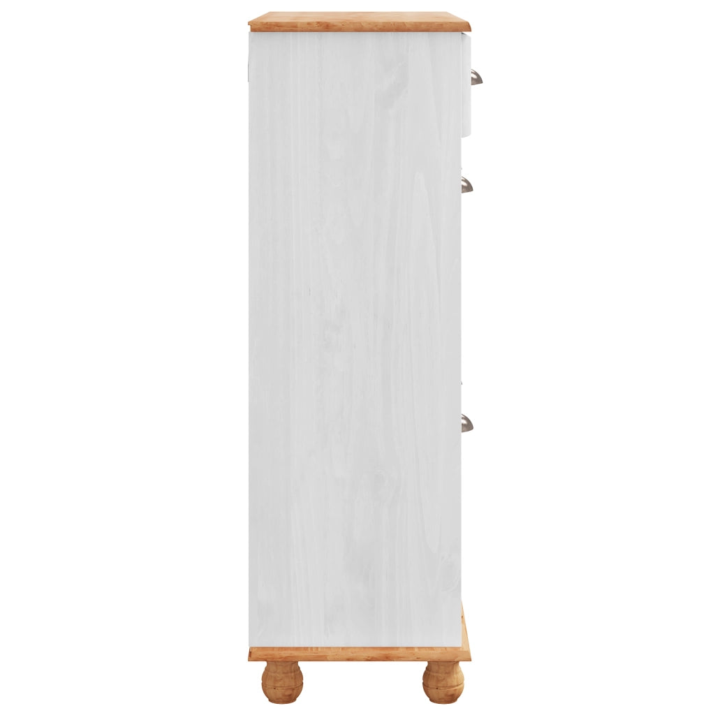 Armadio per scarpe ASKIM Bianco 85x35x108 cm in legno massello di pino