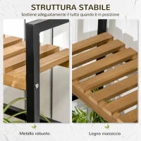 Portafiori a 3 Livelli con Ganci Superiori in Legno di Abete e Metallo per Interno ed Esterno, 80x36x174 cm