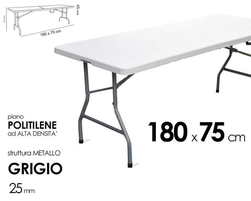 MAURY'S TAVOLO PICNIC RETTANGOLARE PIEGHEVOLE CAMPING 180 X 45 X H 74 CM