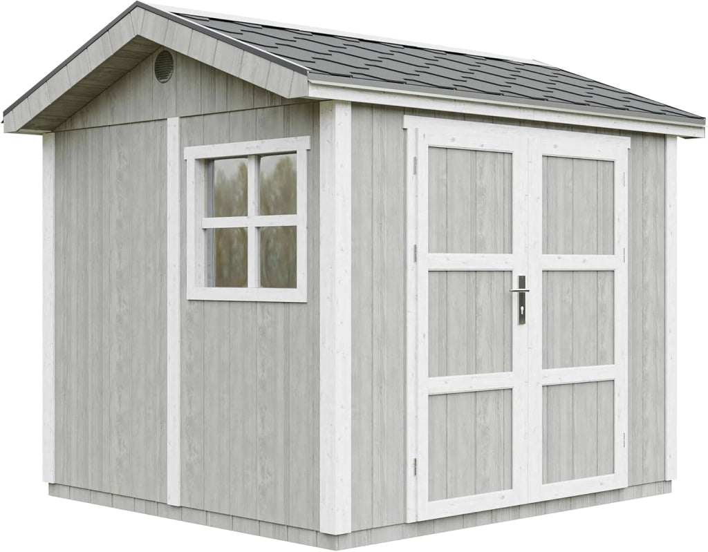 Casetta da giardino di qualit? premium 5,9 m² - H252x250x294 cm - Timbela M913A-TUNDRA GREY