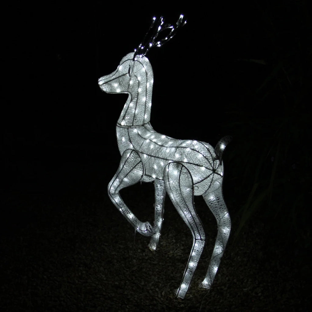 Renne di Babbo Natale & Pupazzo di Neve Luminoso Decorazione da Esterno per la Casa Luci LED per Giardino - Bianco