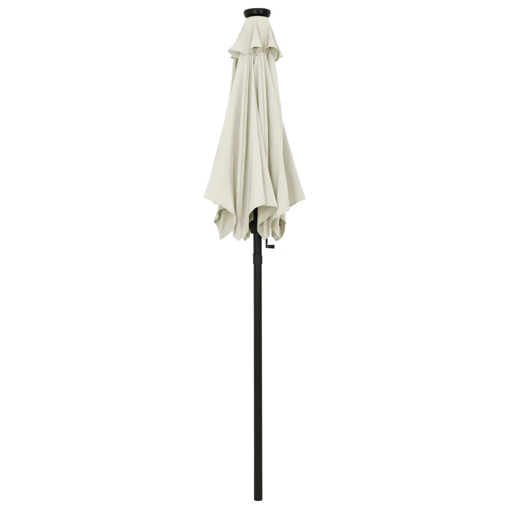 Ombrellone con luci LED 200 x 211 cm alluminio beige 02_0008093