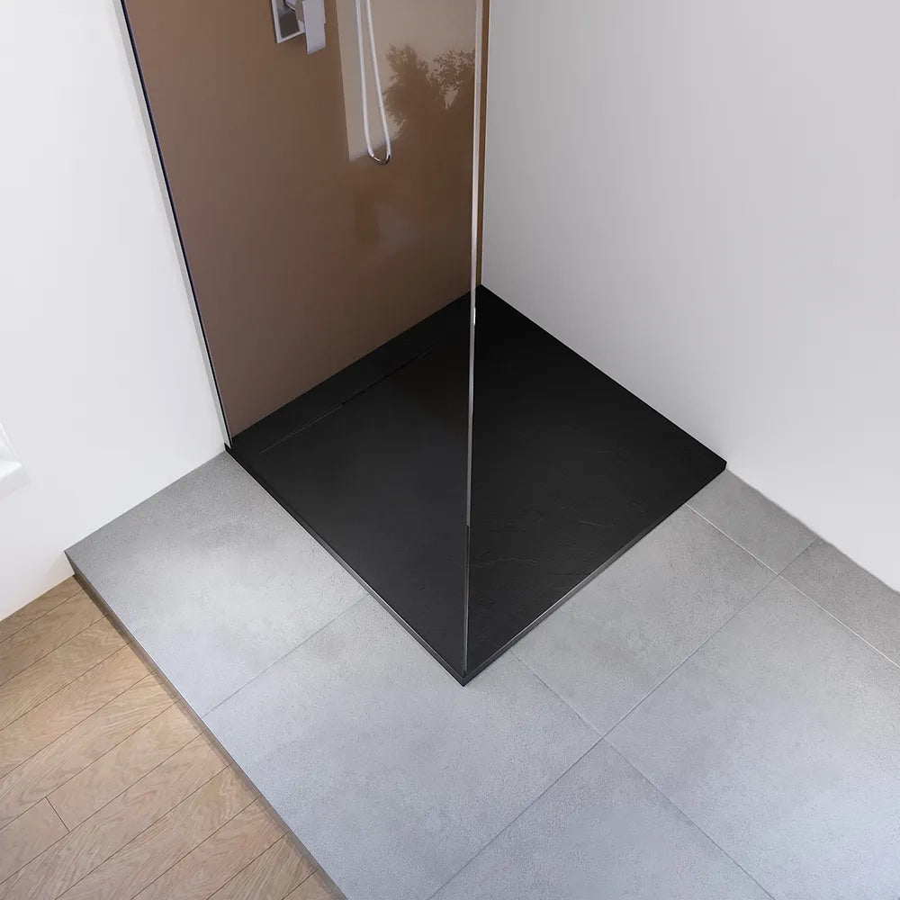 Piatto doccia 90x90 cm in marmoresina nero effetto pietra | Paros