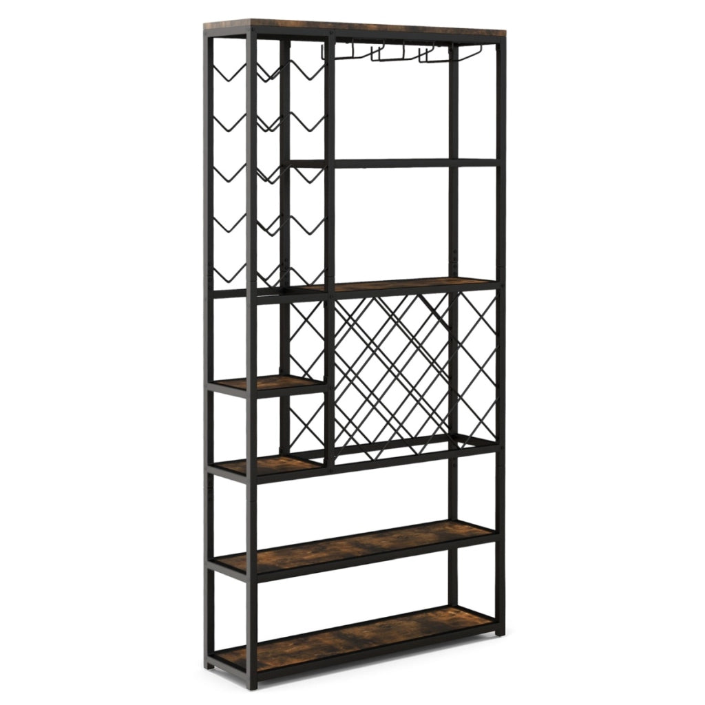 Scaffale industriale indipendente per vino da pavimento per bar domestico-Mobile per vino 81x23x166cm