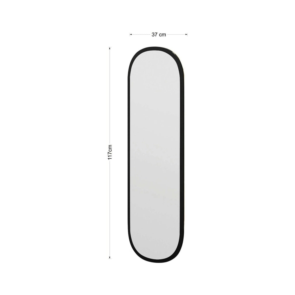 Specchio Korban, Specchiera, Articolo d'arredo a muro, Decorazione con specchio, 40x2h120 cm, Nero