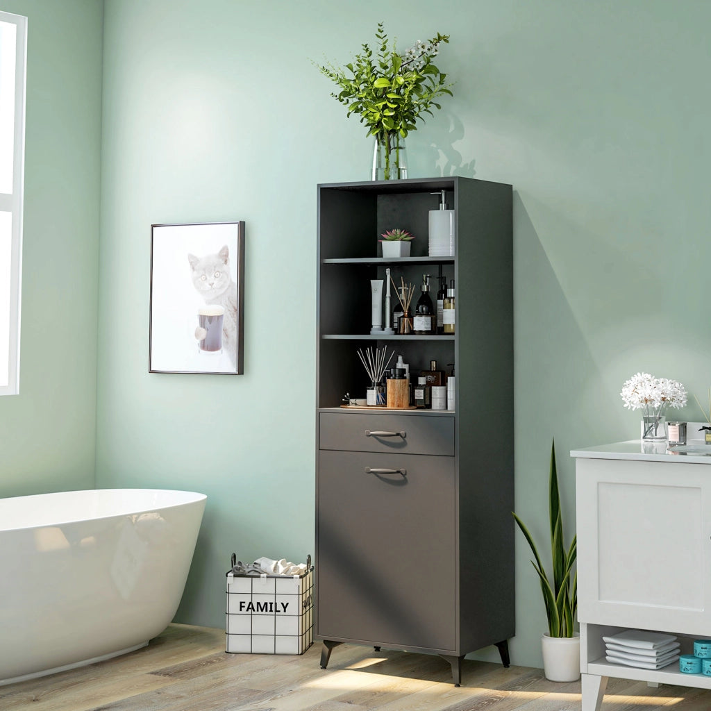 Mobile alto industriale grigio rovere chiaro ¨C Xylo ¨C Design moderno salvaspazio