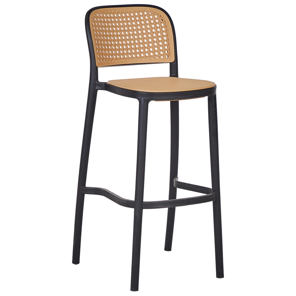 Set di 4 sedie da bar impilabili in plastica e senza braccioli, di colore beige e nero stile moderno