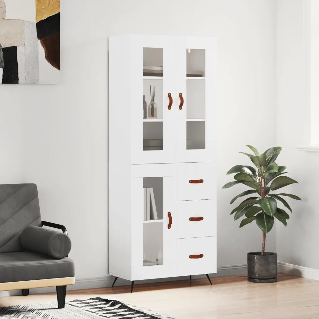 Credenza | Madia | Buffet da pranzo | Armadio da pranzo Bianca 69,5x34x180 cm in Legno Multistrato