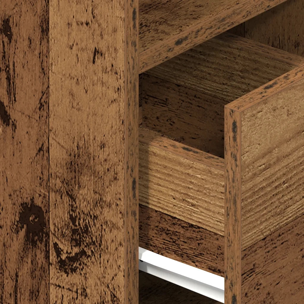 Comodini 2 pz con Cassetto Legno Antico 25x31x66 cm 858629