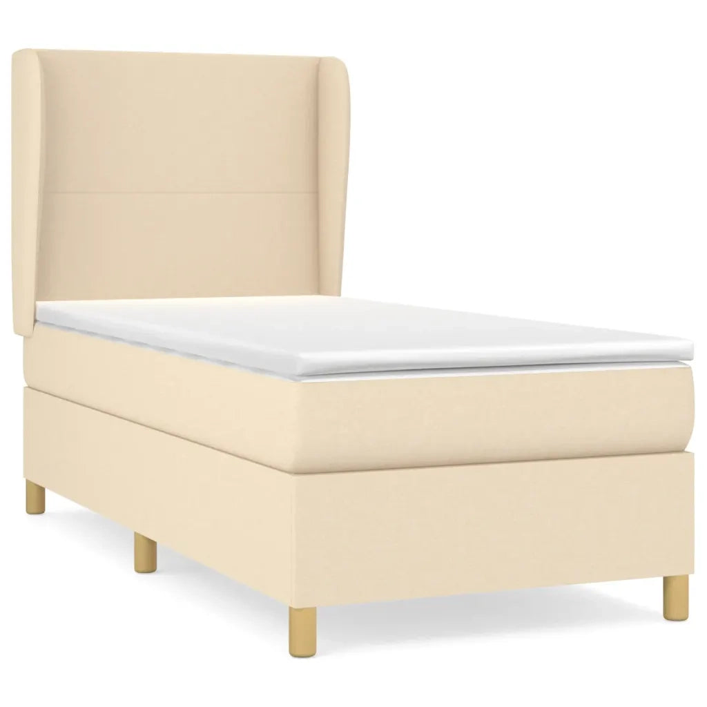 Giroletto a Molle con Materasso Crema 90x190 cm in Tessuto