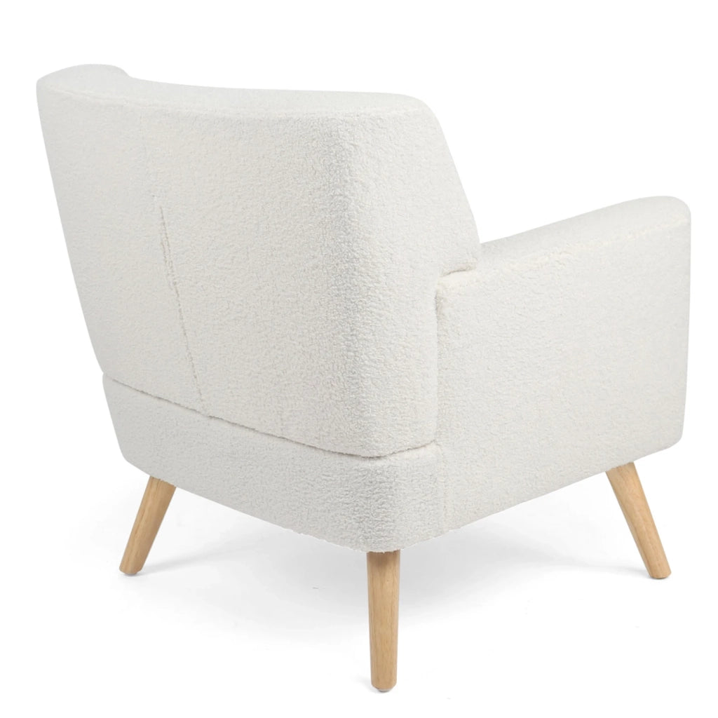 IDMarket - LIV Poltrona scandinava in tessuto bouclette bianco