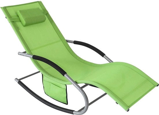 Sedia Esterna in Rattan - Verde - Letto Giardino - Sedia a Soggiorno - Comoda - 63 x 86 x 145 cm