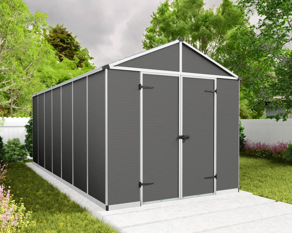 Casetta Da Giardino in Policarbonato Ultra Resistente Rubicon  528X237X235 cm Grigio Scuro