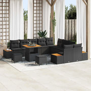 Set Divano da Giardino con cuscino 13 pcs Nero Poly Rattan 3364919
